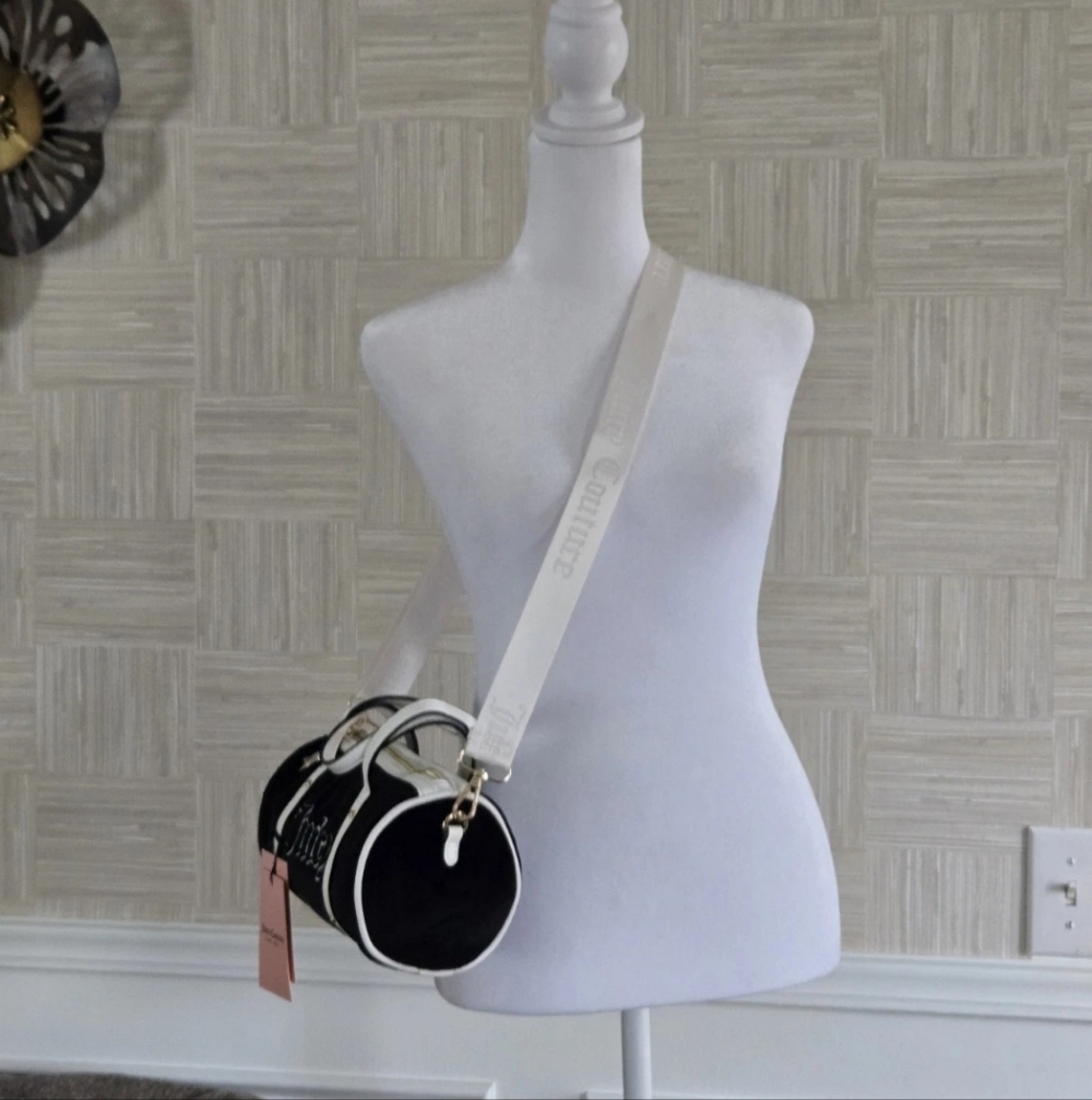Juicy Couture Queen Of Everything Mini Barrel Bag Liquorice Velour NWT